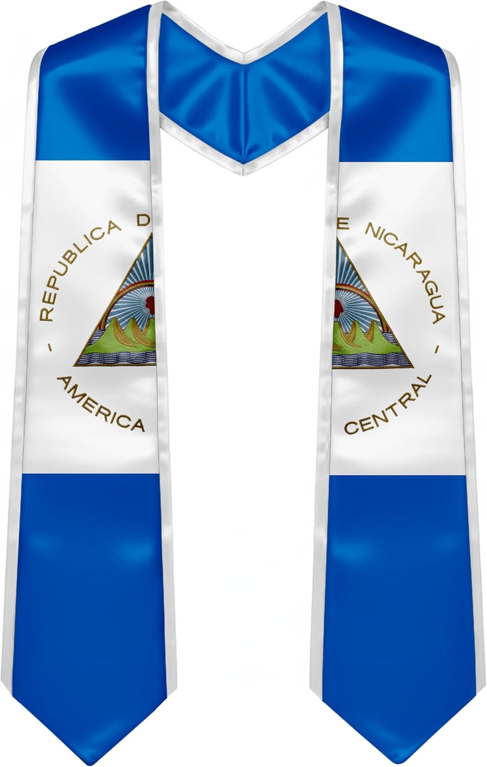 YOXEULL National Flag Embroidered Graduation Stole with Trim, Graduation Sash Graduates Gift, 72"
