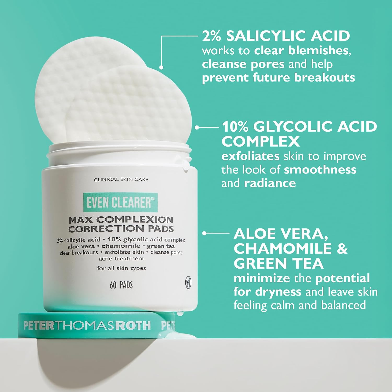 Peter Thomas Roth | Even Clearer™ Max Complexion Correction Pads for Acne and Blemishes