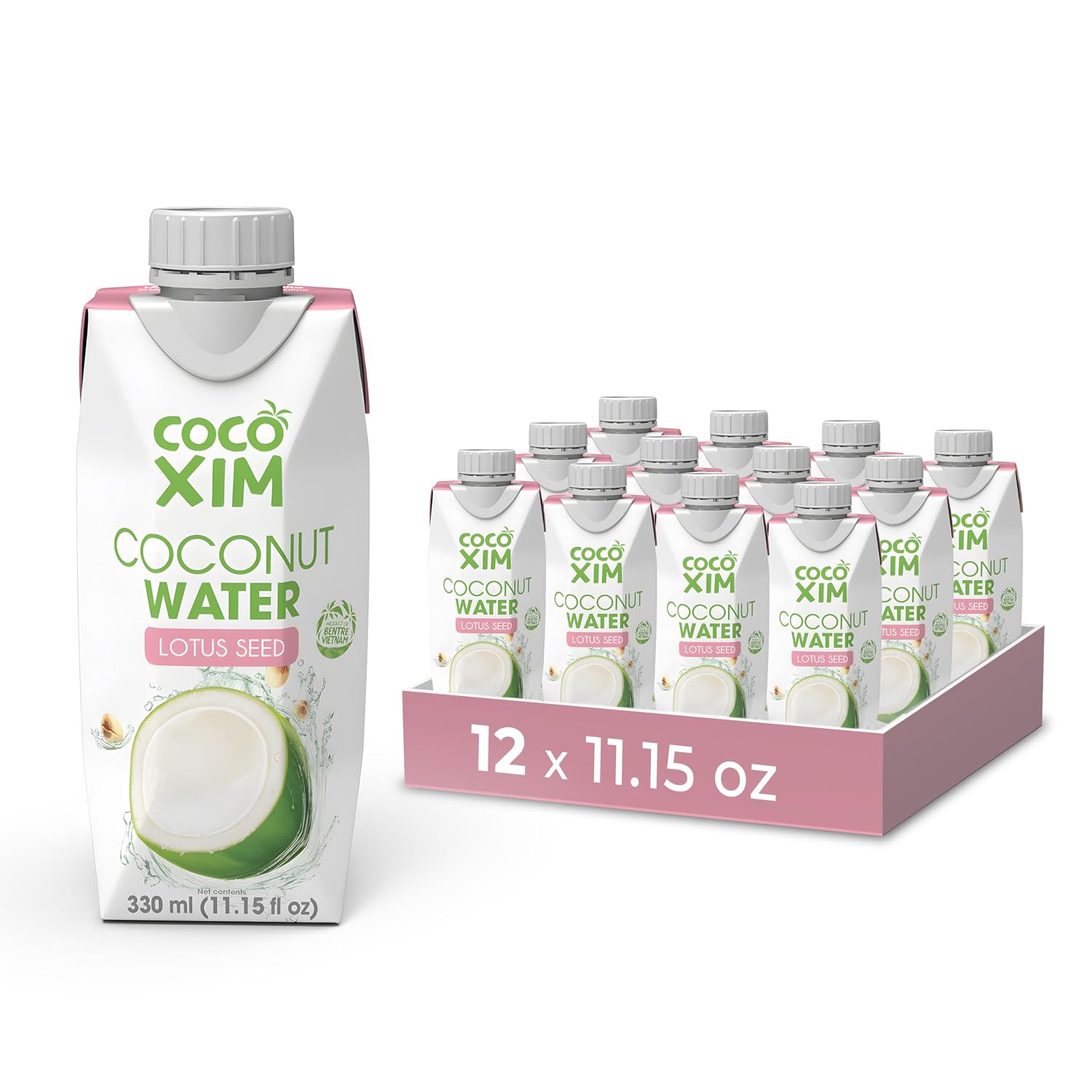 COCOXIM Ready to Drink Coconut Water with Lotus Seed, 11 oz, Pack of 12
