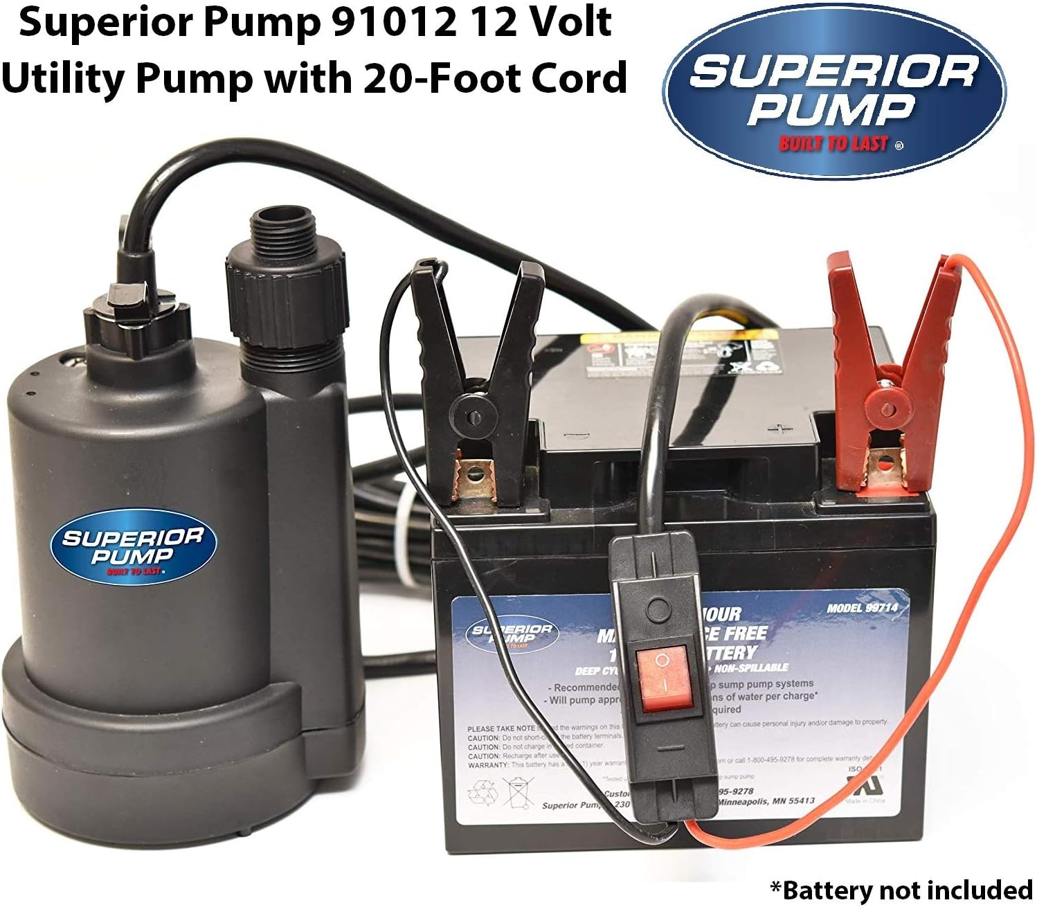 Superior Pump 91570 3300GPH Thermoplastic Submersible Utility Pump with 10-Foot Cord, 1/2 HP