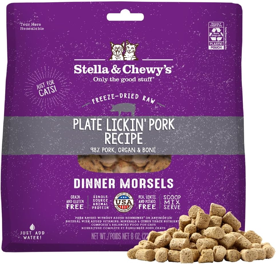 Stella & Chewy's Freeze-Dried Raw Cat Dinner Morsels - Premium Chicken Recipe with 98% Cage-Free Meat & Organs - Natural Grain-Free Cat & Kitten Food - Made in USA - 18 oz