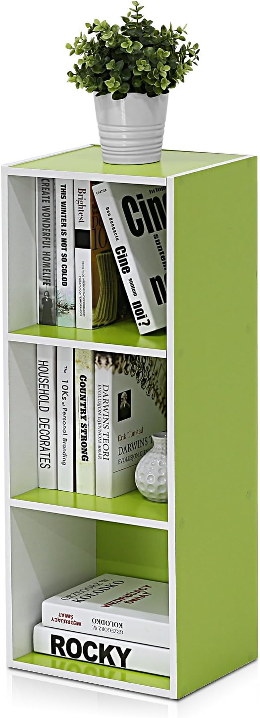 Furinno LUDER Book Shelf, 5-Cube Bookshelf, Reversible Bookcase, 9.4 x 19.5 x 31.5, Easy Assembly, for Living Room, Bedroom, Home Office, White