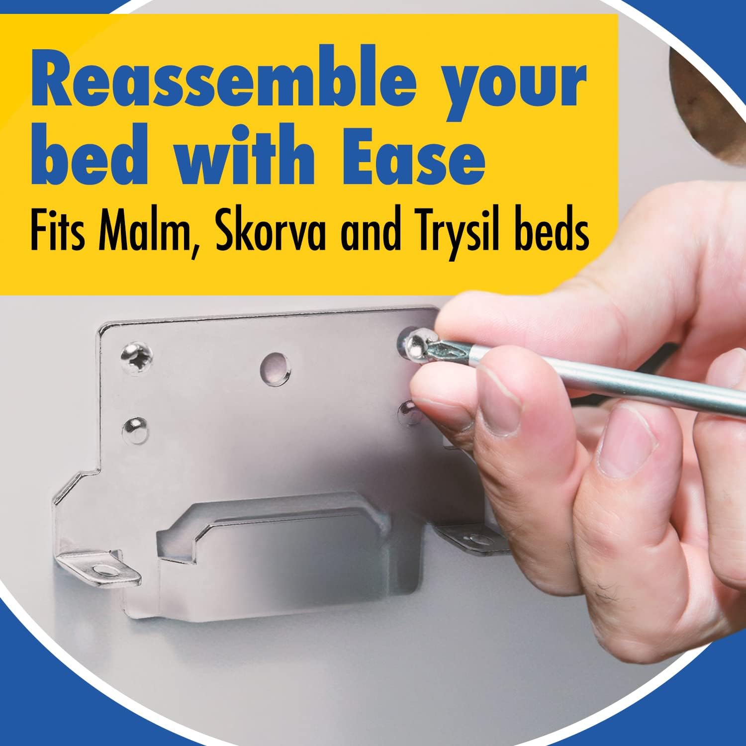 Impresa Bed Frame Bracket Kit 116791 - Rust-Resistant Iron Beam Mounts - Easy Assembly Headboard Bracket - Compatible with IKEA MALM & Skorva Series