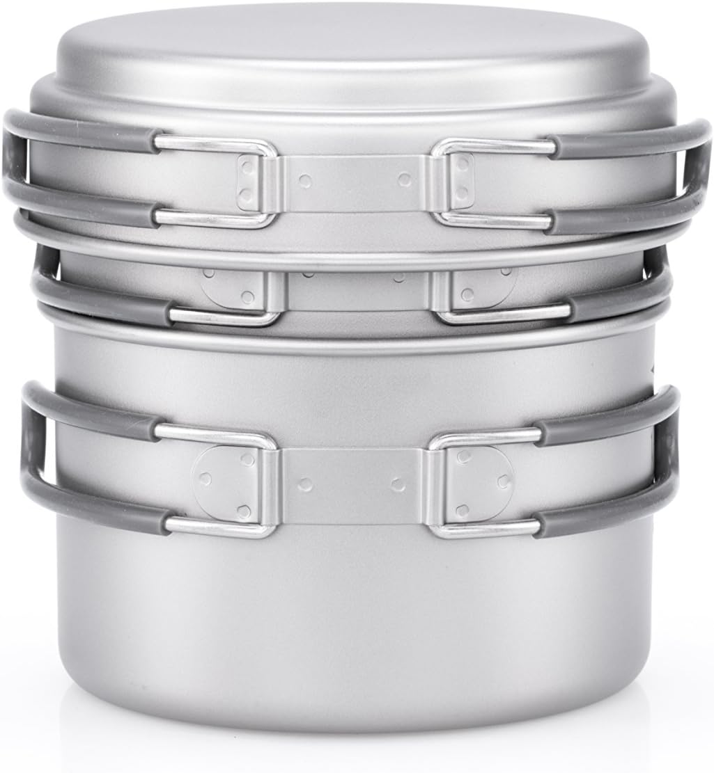 Keith Ti6014 Grade 1 Pure Titanium 3-Piece Pot and Pan Set