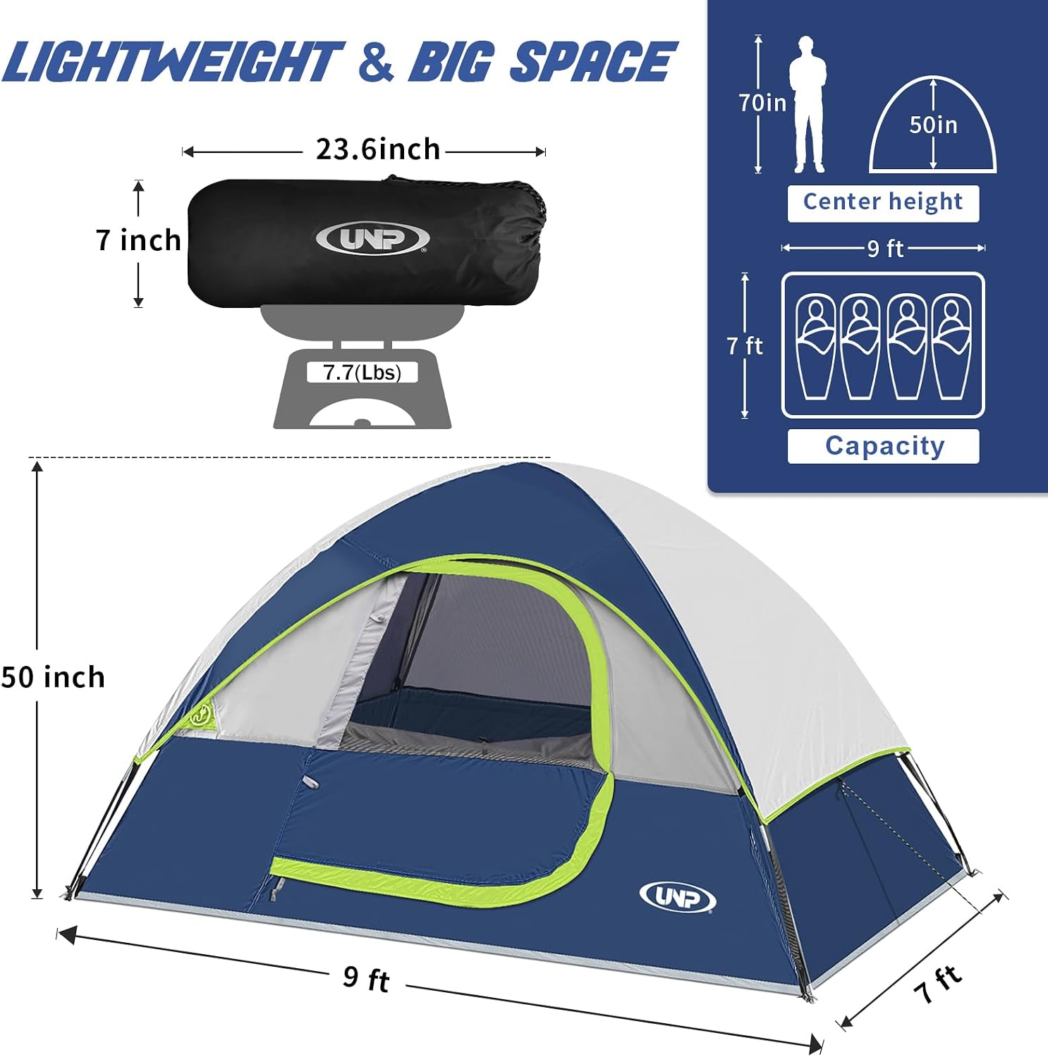Camping Tent 2-4 Person, Waterproof Windproof Tent with Rainfly Easy Set up-Portable Dome Tents for Camping…