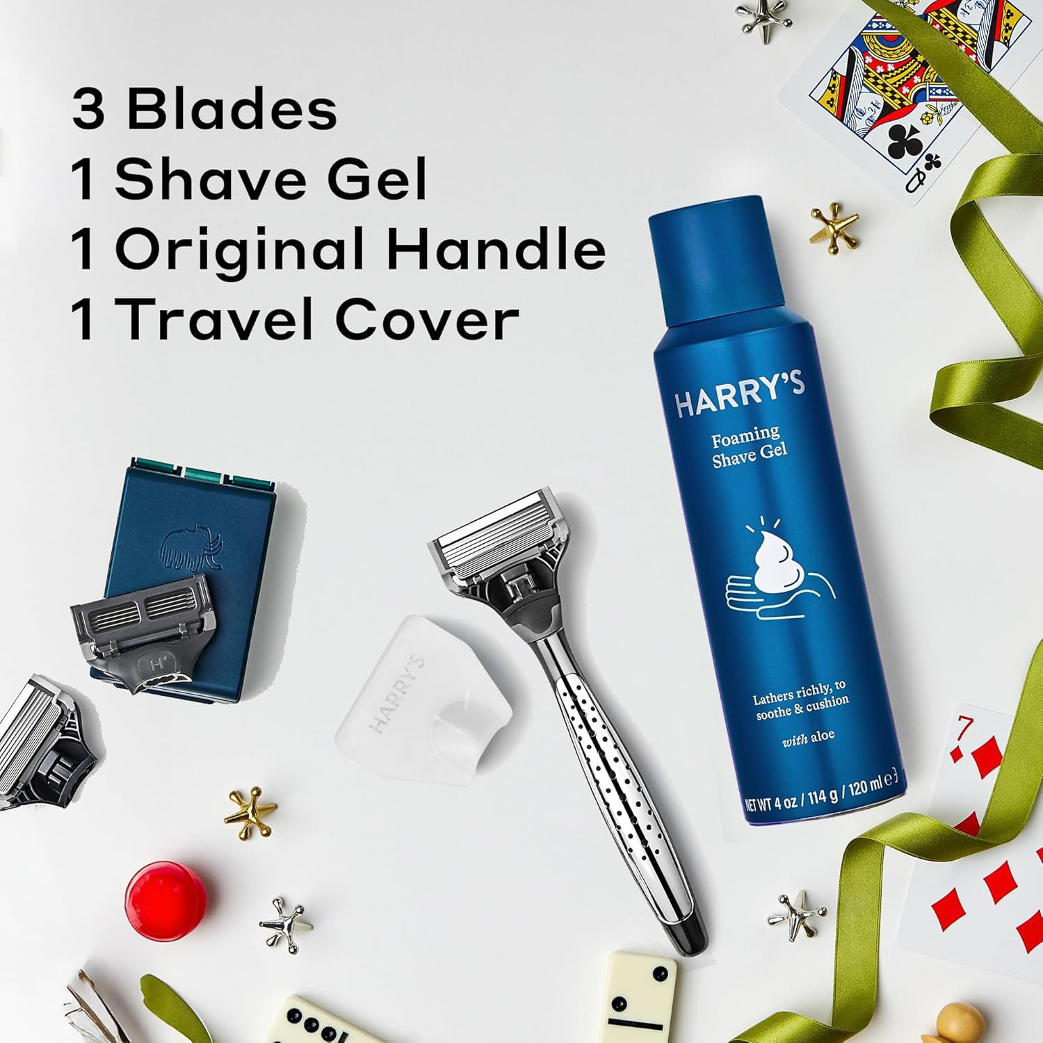 Harry's Original Shaving Kit for Men - Razor Handle, 3 Refills, Shave Gel