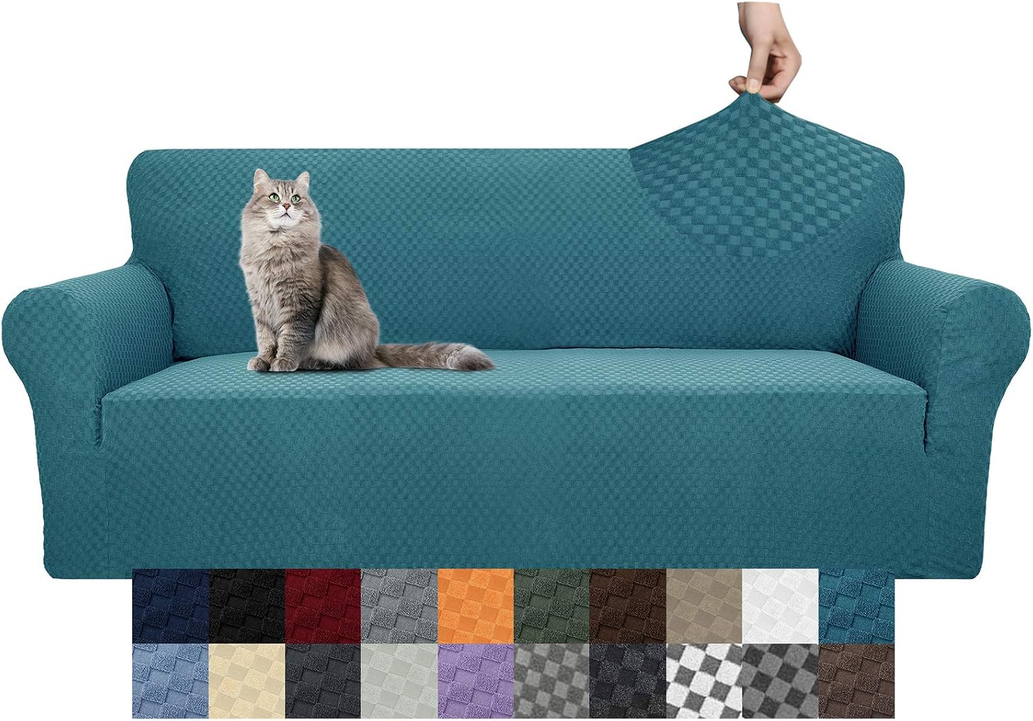 YEMYHOM Couch Cover Latest Jacquard Design High Stretch Sofa Covers for 2 Cushion Couch