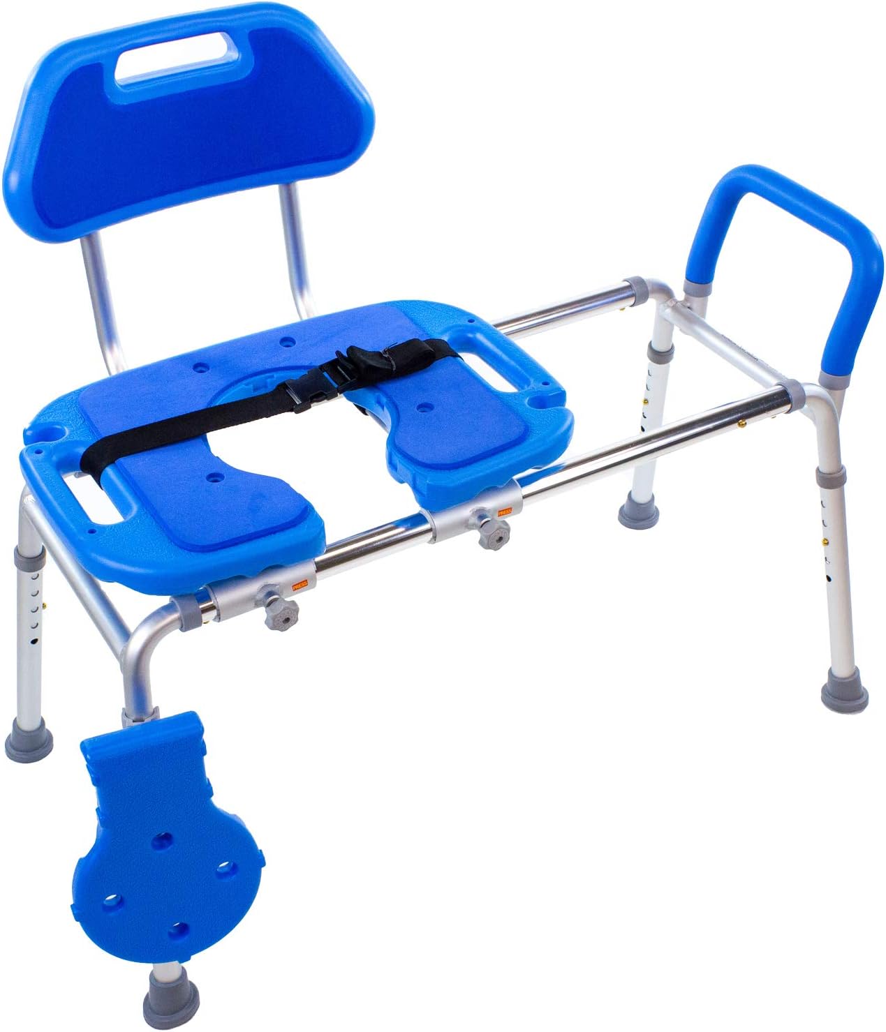 Sliding Shower Chair for Inside Tub Bench for Seniors, BathSeat for Elderly | Slide Safely In & Out of the Tub - Blue, padded seat, aluminum frame