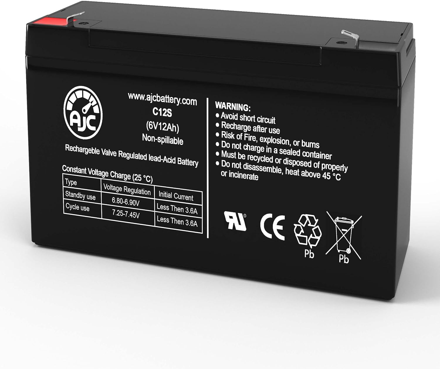 AJC Battery Compatible with Zareba 10 Mile Solar Charger 6V 12Ah Alarm Battery