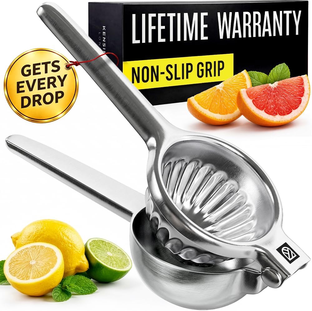 Large Lemon Squeezer Stainless Steel Press - Non-Slip Grip, Heavy Duty, Manual Design - Effortless Pro-Grade Lemon, Lime, Orange