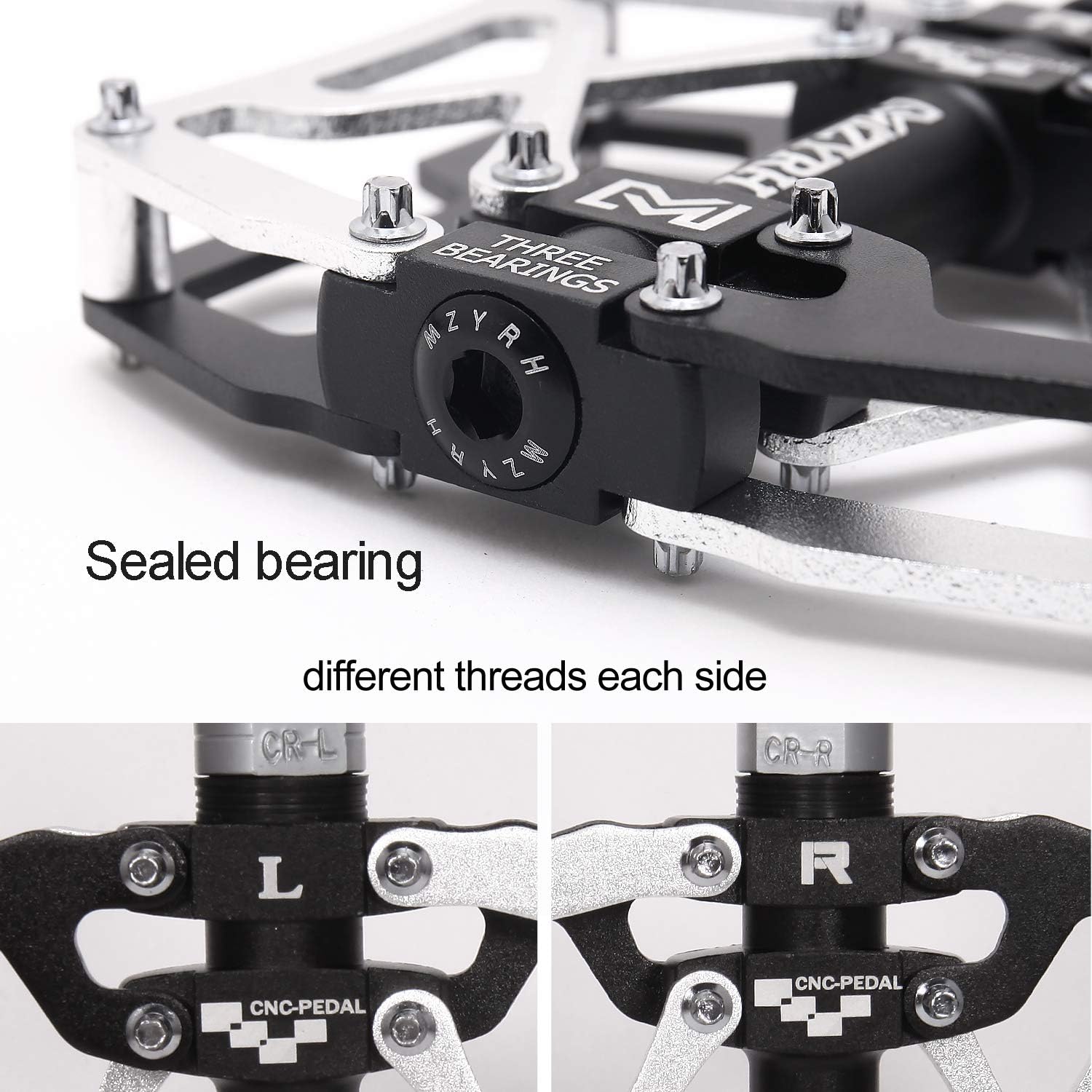 MZYRH Mountain Bike Pedals, Ultra Strong Colorful CNC Machined 9/16" Cycling Sealed 3 Bearing Pedals