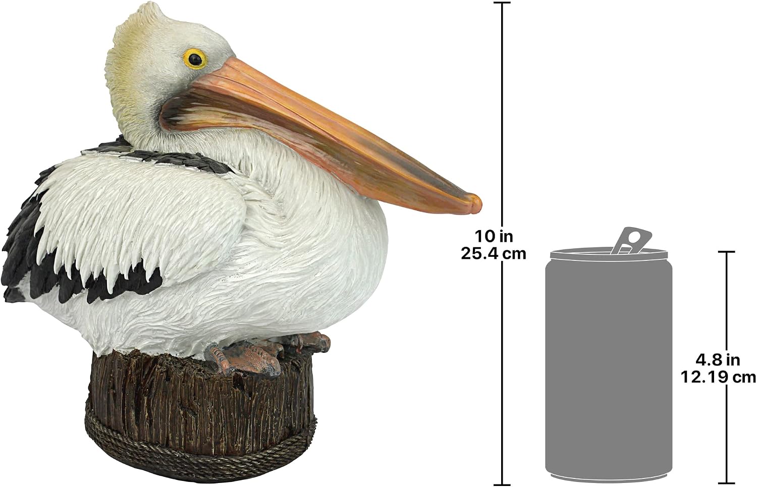 Design Toscano Coastal Decor Ocean's Perch Pelicans Garden Bird Statue, 9 Inch Wide, 24 Inch Tall, Cast Stone Resin, Full Color Finish