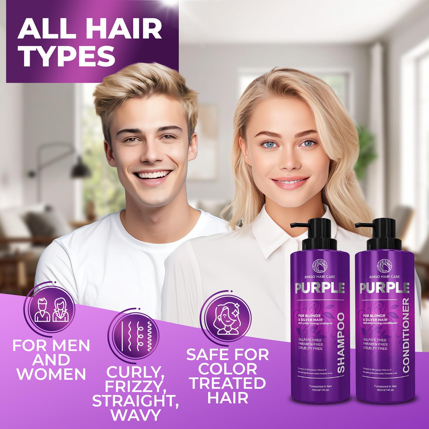 Moroccan Argan Oil Shampoo and Conditioner Set - Sulfate Free, Anti Frizz Hydrating Care for Women - Deep Moisturizing Treatment for Color, Keratin Treated, Curly, Damaged and Dry Hair