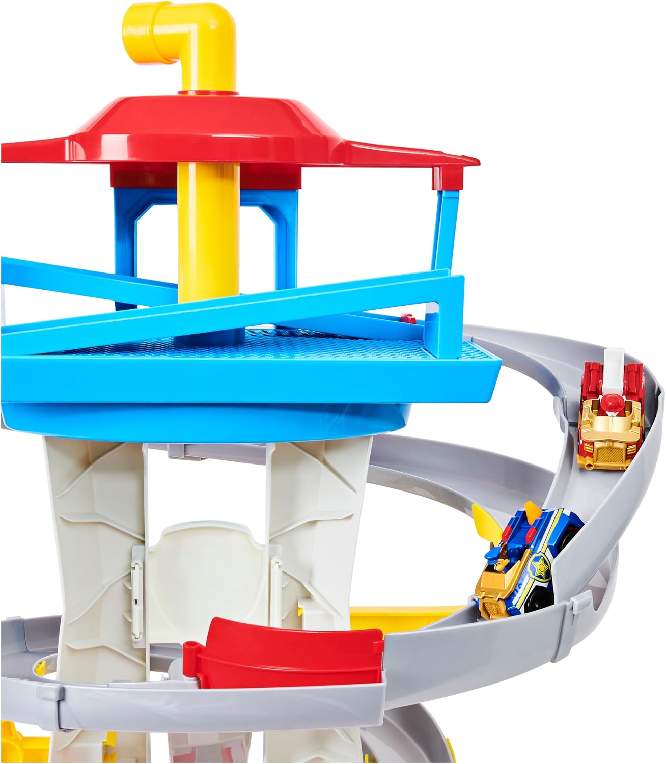 Paw Patrol Adventure Bay Lookout Tower Playset With 2 Die-Cast 1:55 Vehicles (Chase and Marshall): Twin Track Rescue Way 25 Pc Set With Launching