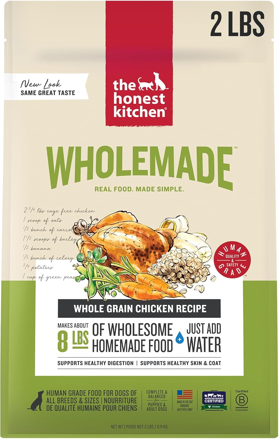 The Honest Kitchen Human Grade Wholemade™ Dehydrated Whole Grain Dog Food – Complete Meal or Dog Food Topper – Turkey 4 lb (Makes 16 lbs)