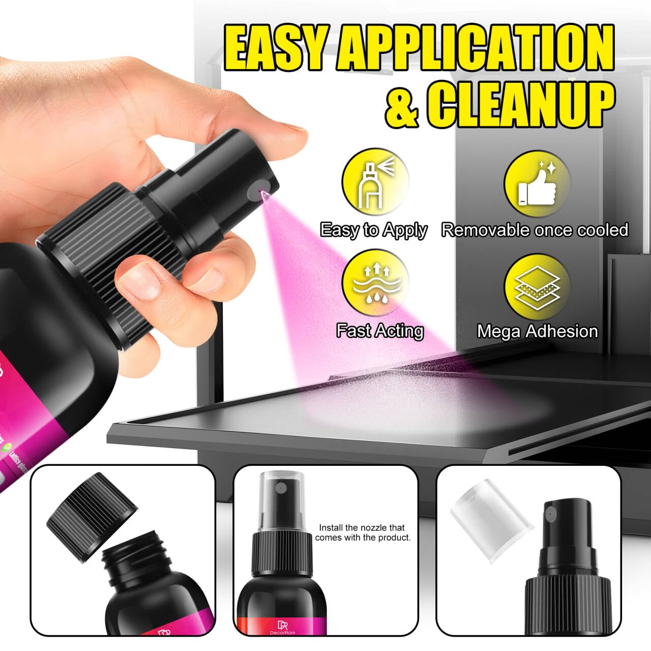 3D Printer Adhesive Glue, 7oz Strong Grip Reduces Warping for PLA, ABS, ASA, PETG Filament & No Residue 3D Printing Glue