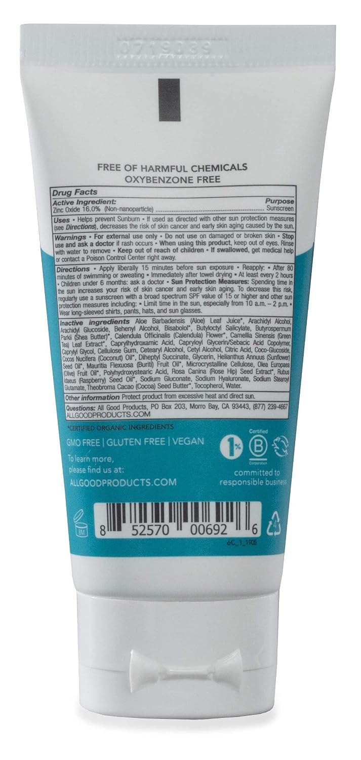 All Good Sunscreen - Sport Mineral Sunscreen Lotion, Reef Friendly, SPF 30+ for Face & Body, Water & Sweat Resistant (3 oz)