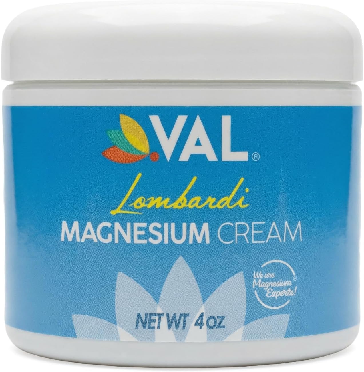 VAL Lombardi Magnesium Lotion, Nighttime Zechstein Magnesium Chloride Cream, Hydrating, Fast-Absorbing, Topical Magnesium for Feet, Legs, Arms, Chest - 4 Ounce (Pack of 1)