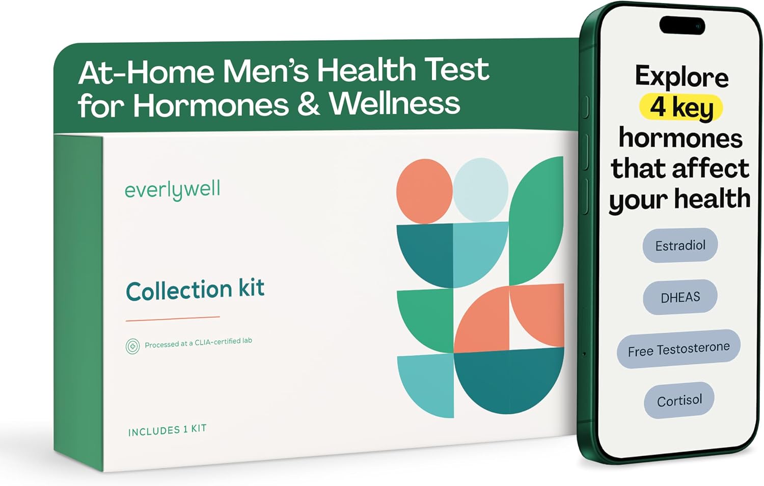 Everlywell At-Home Men's Health Test Collection Kit, Measures 4 Key Hormones in Men for Accurate Results from a CLIA-Certified Lab Within Days