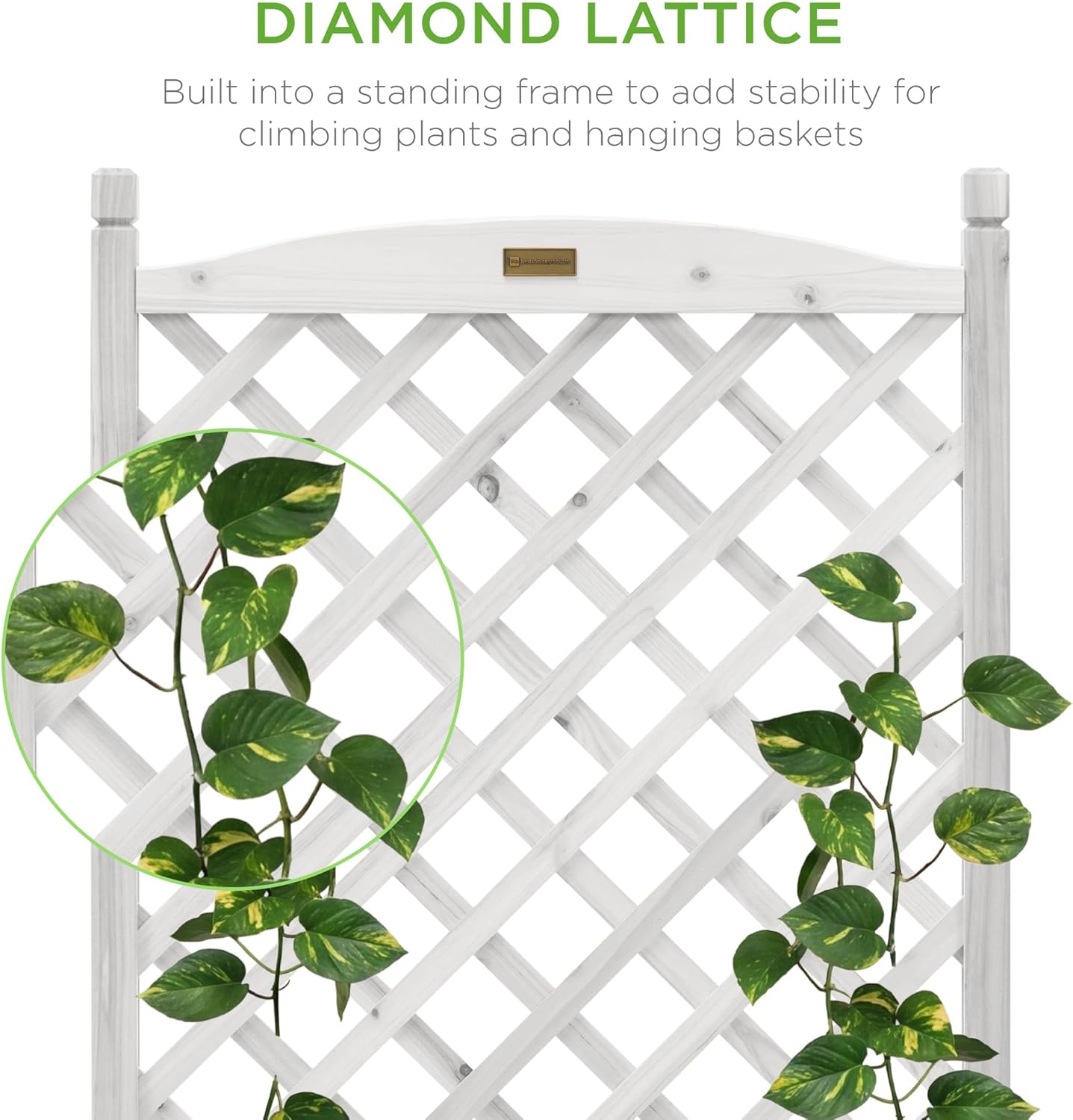 Best Choice Products Set of 2 48in Wood Planter Box & Diamond Lattice Trellis, Mobile Outdoor Raised Garden Bed for Climbing Plants w/Drainage Holes