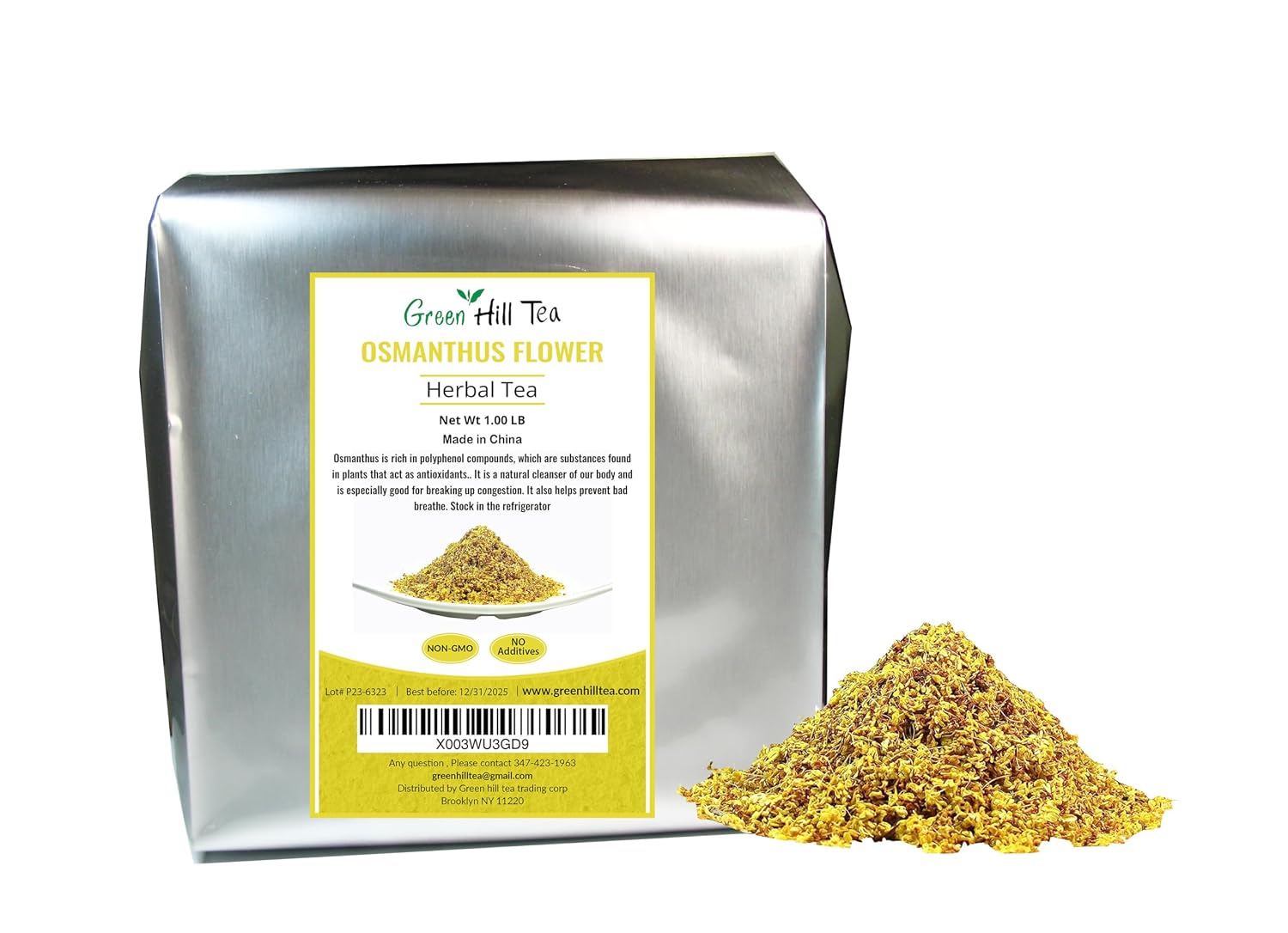 Green Hill Tea Osmanthus Flower Dried – Premium– Fragrant Osmanthus Dried Flowers -Loose Leaf Tea – 100% Pure, Natural, Non-GMO – Great for Brewing, Baking & Infusions 4 OZ