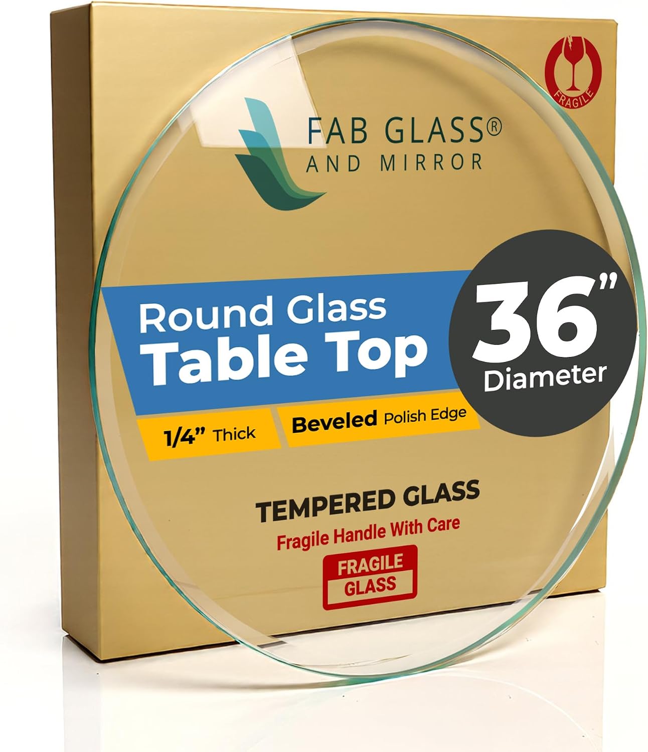 22 Inch Round Tempered Beveled Polished Edge Glass Table Top -1/2” Thick Round Glass Table Top–Heavy Duty, Dining, Coffee, and Office Tables by Fab Glass and Mirror