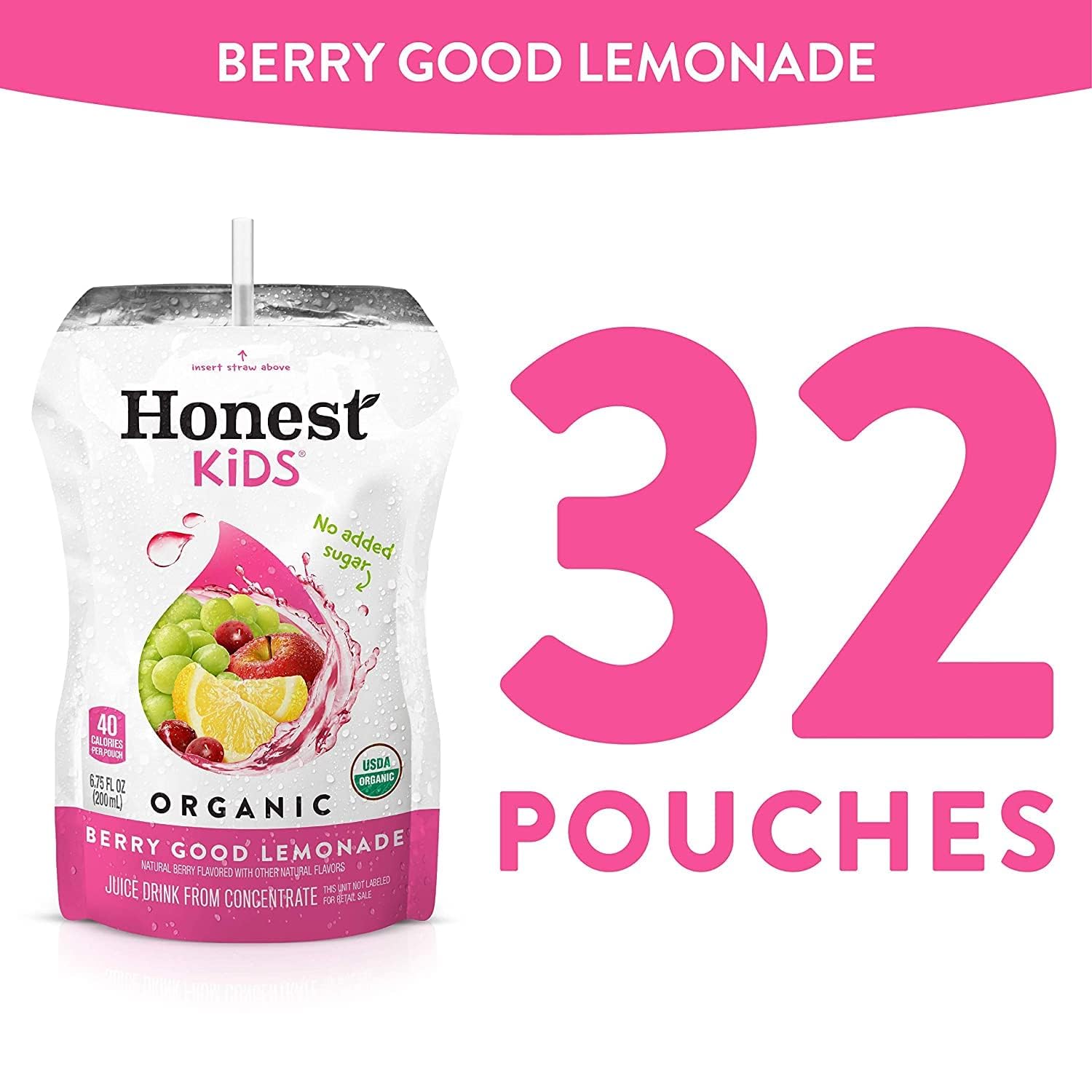 Honest Kids Appley Ever After, Organic Juice Drink, 6 Fl oz Juice Boxes, Pack Of 40, Apple