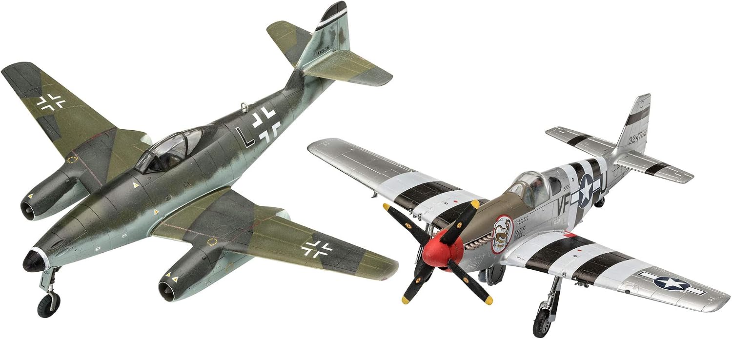 Revell RV03711 03711 Combat Set Me262 & P-51B Mustang Plastic Model kit 1:72 Scale, Unpainted