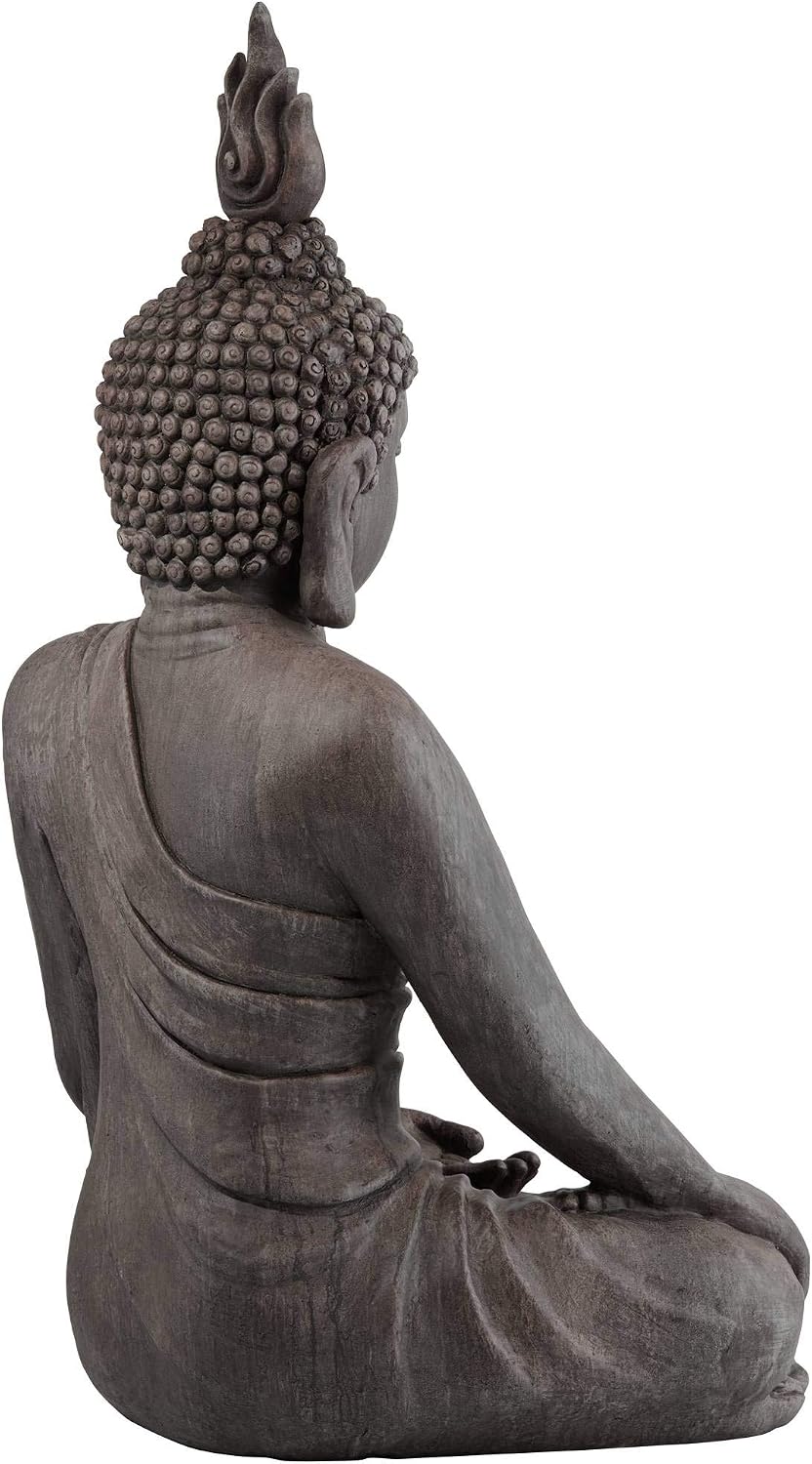 John Timberland Sitting Buddha 29 1/2" High Sandstone Outdoor Statue | Sculpture Zen Asian Japanese Garden Decor Front Porch Patio Yard Outside Home Balcony House Exterior Weathered Light Finish