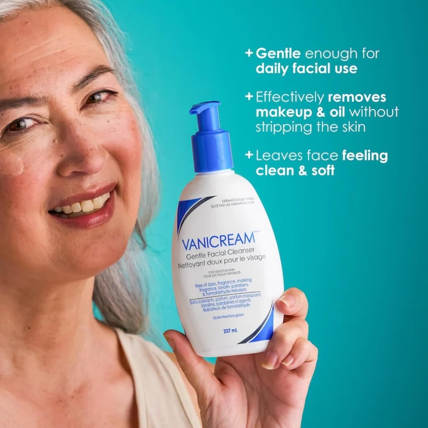 Vanicream Gentle Facial Cleanser for Sensitive Skin, 8 Oz (Pack of 3), Unscented, 24 Fl Oz