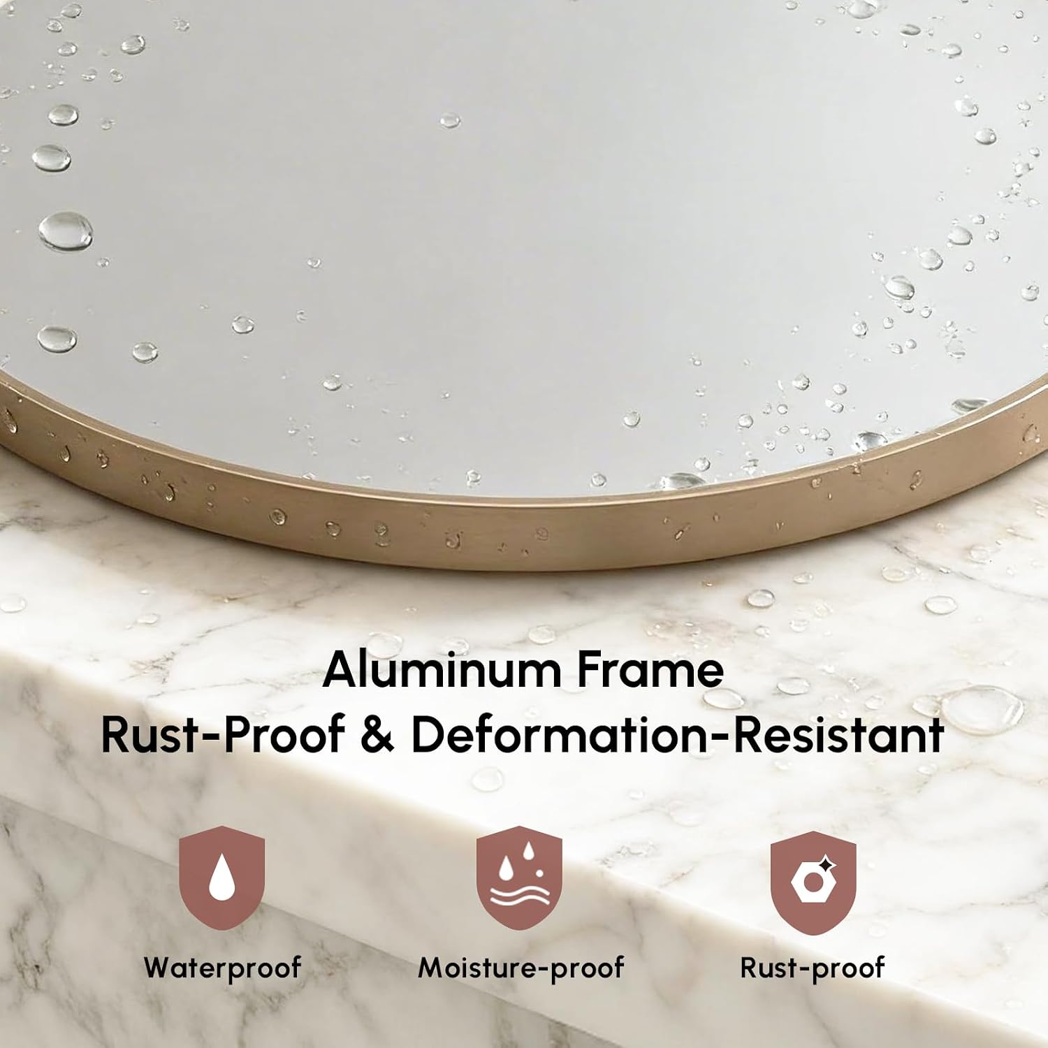 USHOWER Frameless Round Bathroom Mirror 24"