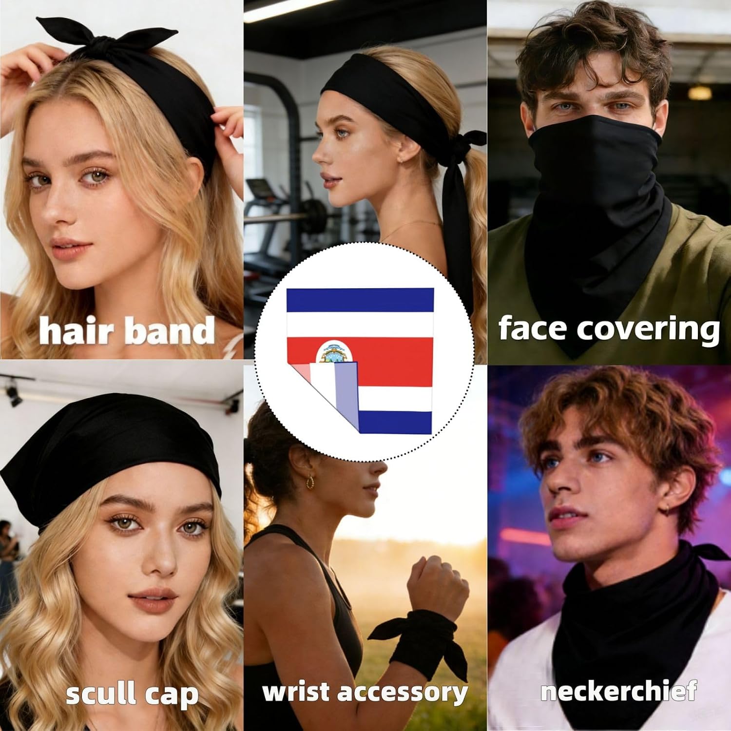 Flag Silk Scarf Head Hair Wraps Bandana Square Satin Head Scarf For Women