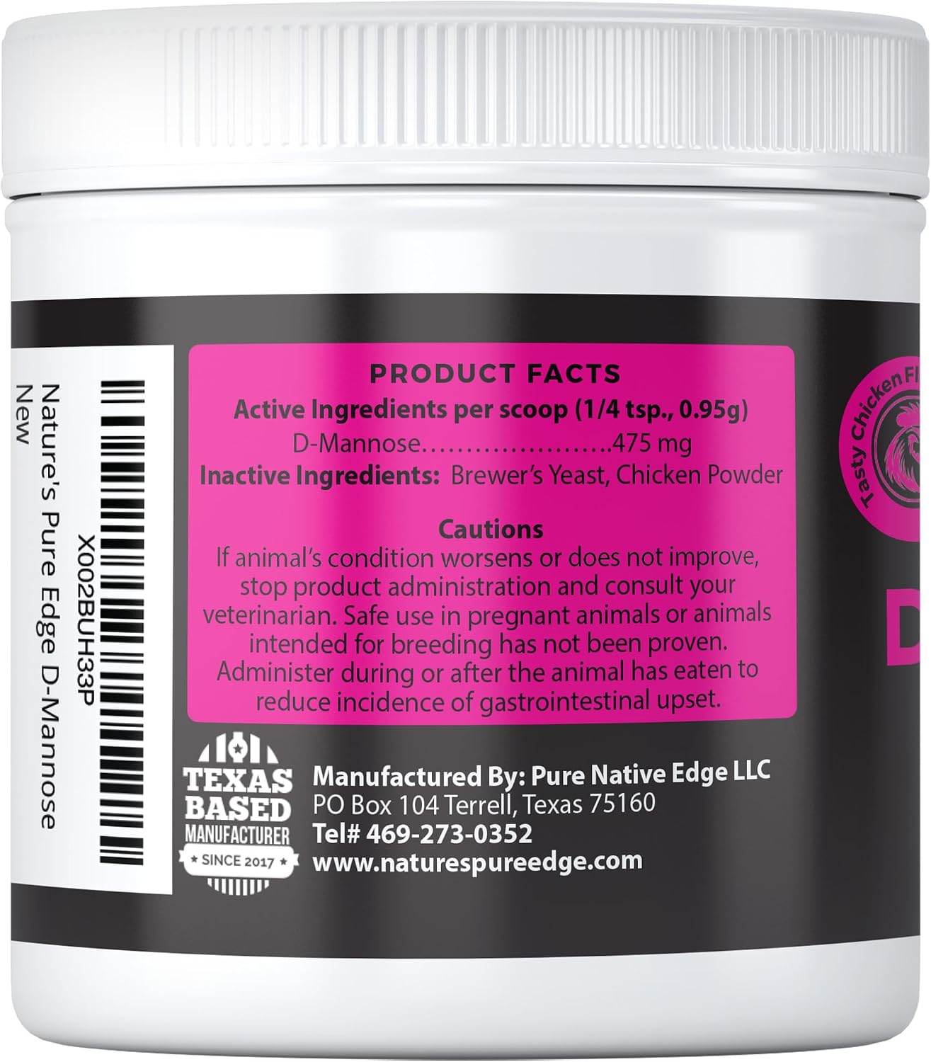 D-Mannose Supplement with Real Chicken for Dogs and Cats. Use for Immediate and Preventative Treatment of Bladder and Urinary Tract Infections UTIs.