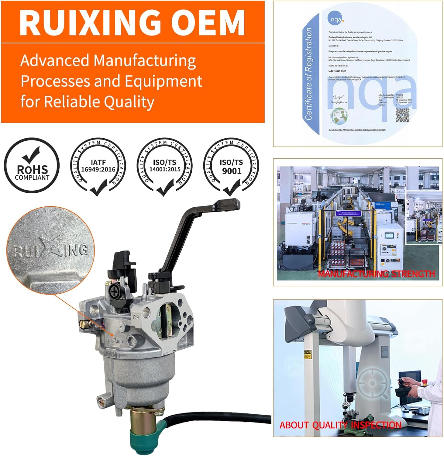Ruixing 8750 420cc Carburetor for Predator 420cc 439cc 459cc 6500 7000 8750 9000 9500 Harbor Freight Generator 69671 68530 Honda GX390 GX340 Generac