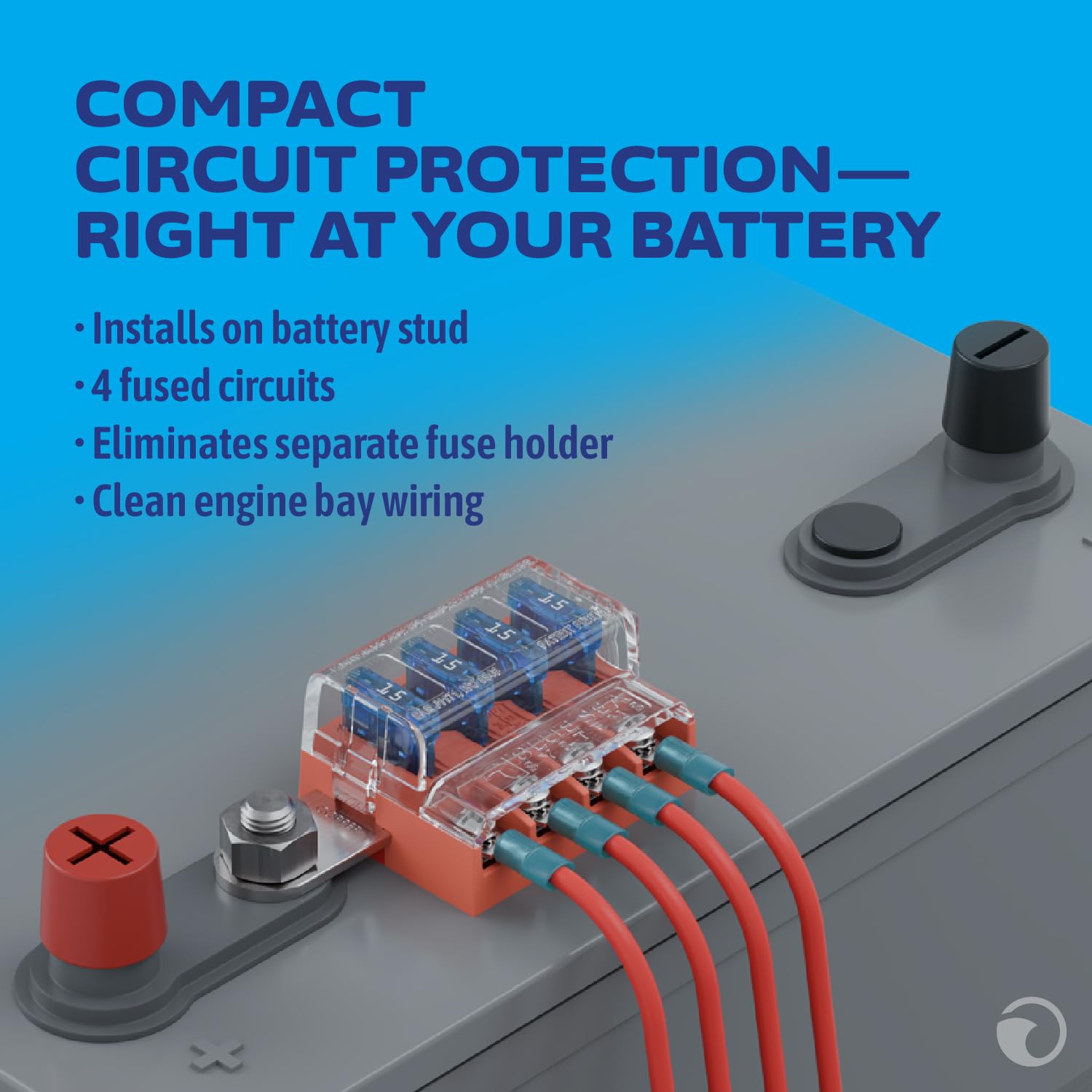 Blue Sea Systems ST Blade Fuse Block 6 Way Circuits with Negative Bus and Cover, 100 Amps, 5025