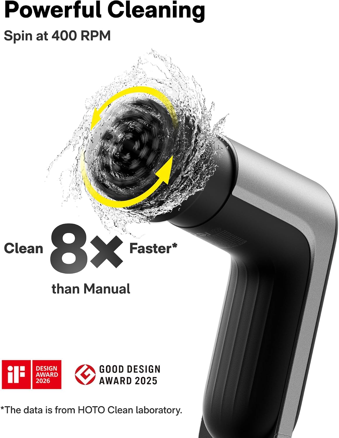 HOTO Grip™ Cordless Electric Spin Scrubber, IPX7 Waterproof, 6 Brush Heads | Lightweight at 0.65 lb, Powerful Cleaning Scrubber, for Bathroom