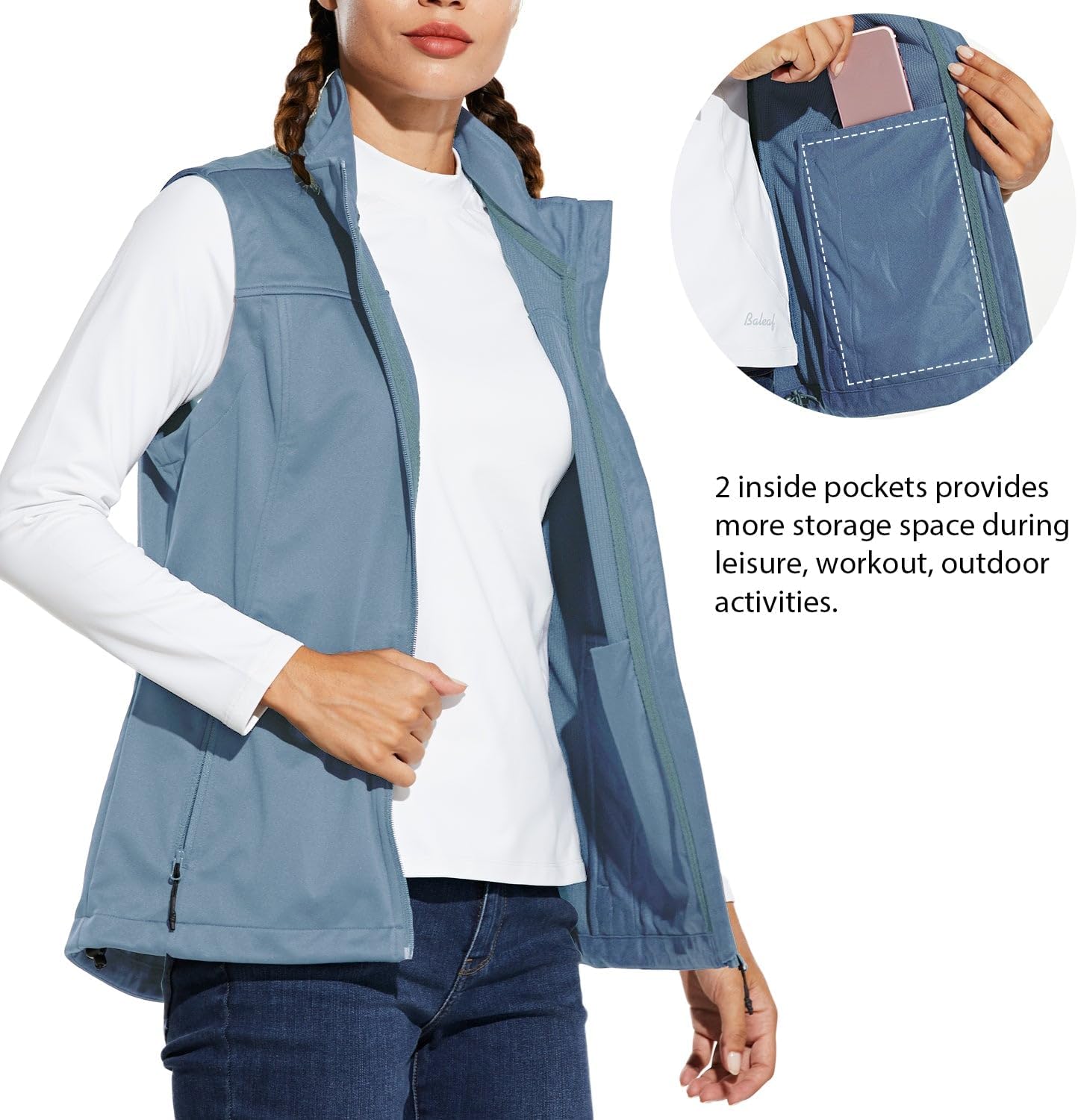 baleaf Women's Lightweight Running Vest Sleeveless Softshell Jacket