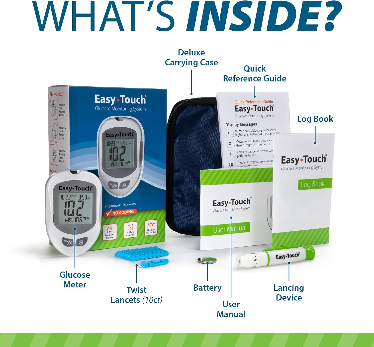 EasyTouch Blood Glucose Monitoring System (Test Strips Sold Separately) | Fast, Accurate, Easy-to-Use Meter for Daily Testing, Includes Meter