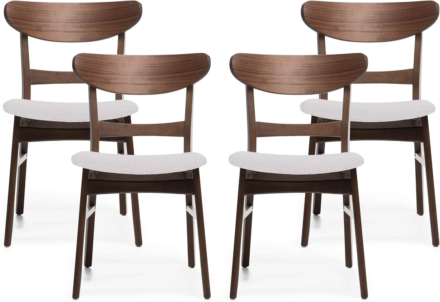 Christopher Knight Home Heather Mid-Century Modern Dining Chairs (Set of 4), Dark Gray and Natural Oak