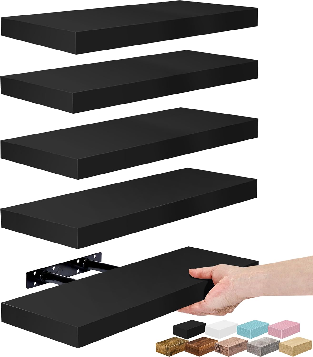 Sorbus Floating Shelves for Wall – 16 Inch Floating Shelf for Kitchen, Bedroom, Living Room, Bathroom, Home & Wall Decor - Mounted Bathroom Shelves with Invisible Brackets (Grey, 3 Pack)