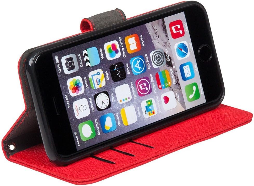 SafeSleeve EMF Blocking Wallet Case for iPhone 6/7/8, Black | EMF Blocker, Card Data Protection, Magnetic Closure, Leather Folio Protection for Daily Use