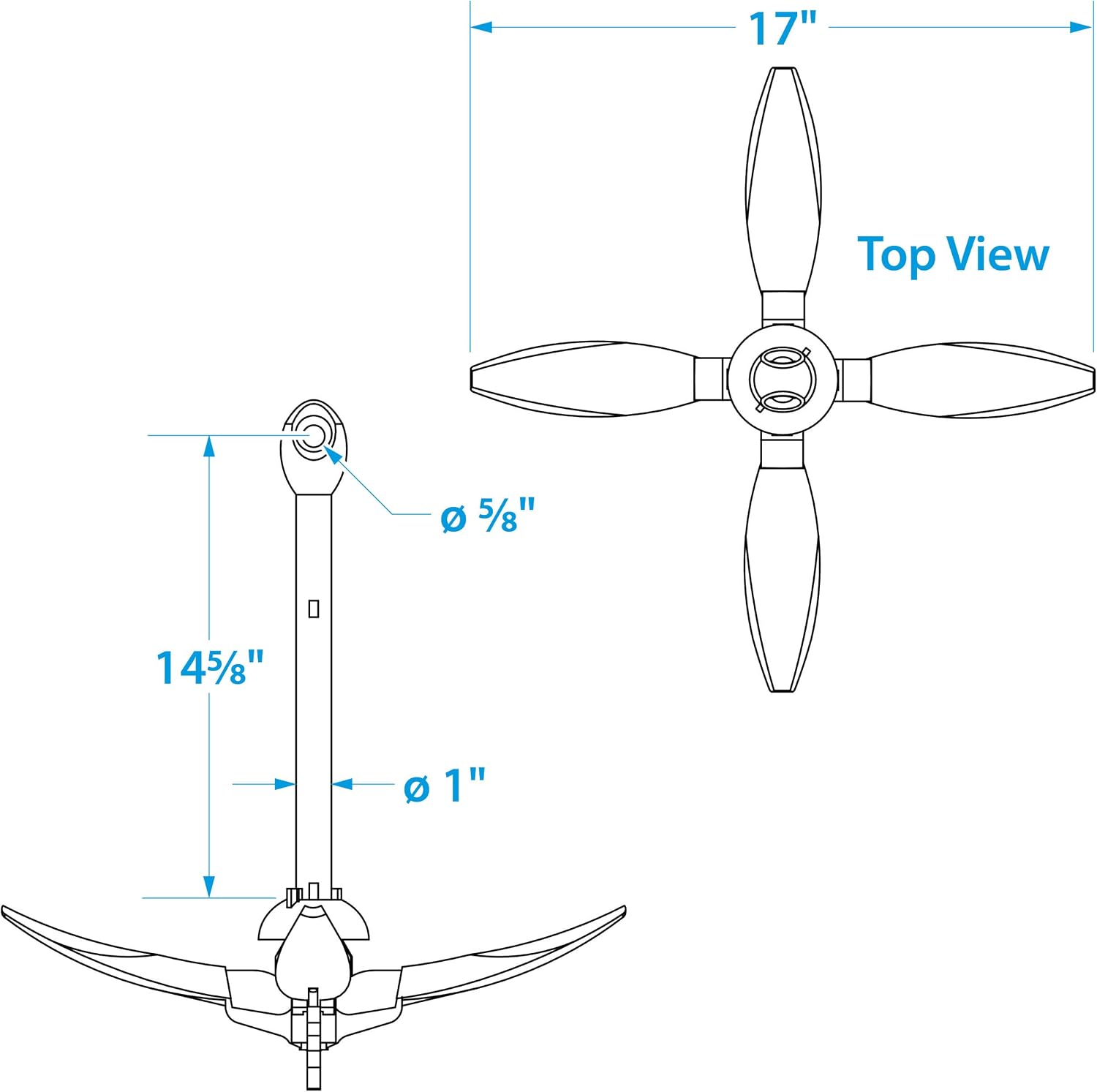 Seachoice Folding Grapnel Anchor – For Small Craft and Dinghies – Multiple Sizes