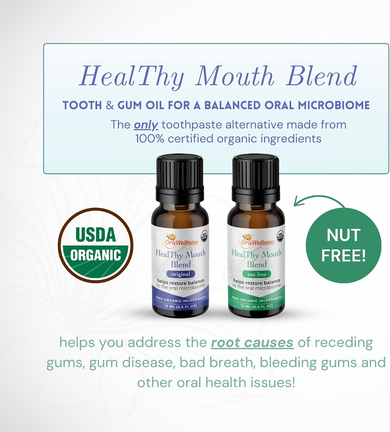 OraWellness Nut Free Healthy Mouth Blend Organic Tooth Oil, Fluoride Free | Made in the USA with Essential Oils, Natural Toothpaste & Mouthwash Alternative, Supports Healthy Mouth, Teeth & Gums, 3 Pack
