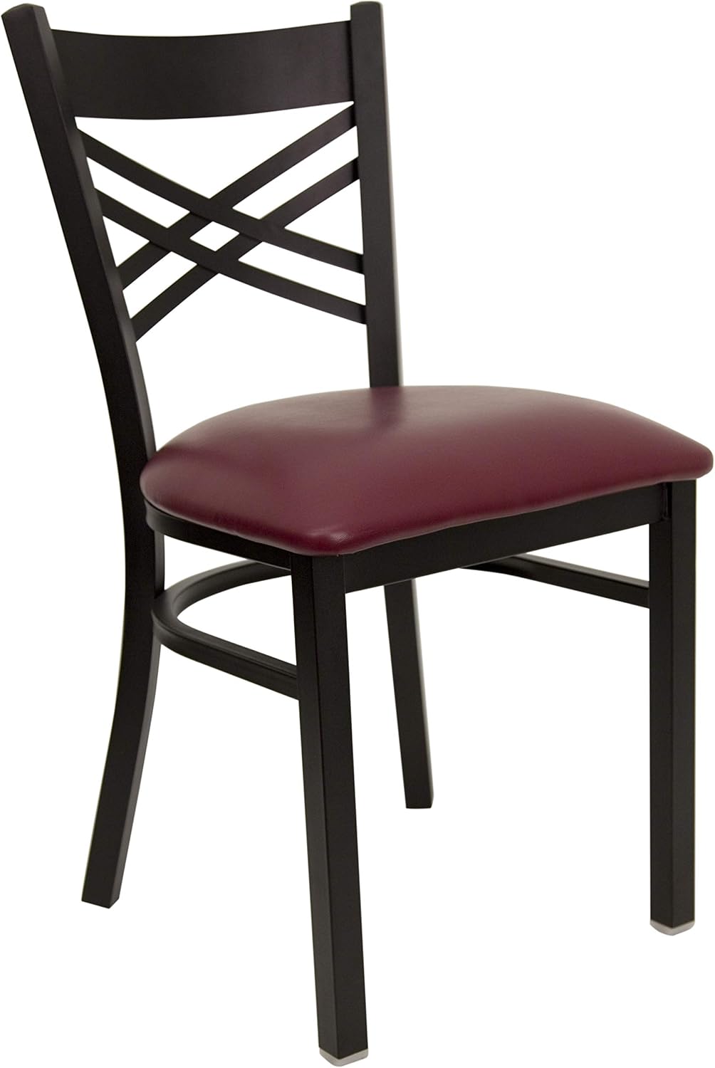 Flash Furniture Hercules Series "X" Back Metal Restaurant Chairs, Modern Upholstered Armless Dining Chairs for Restaurants/Kitchens, Set of 2, Black