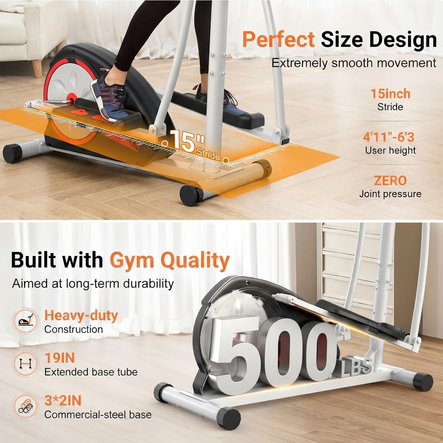 ANCHEER Elliptical Exercise Machine, Elliptical Trainer for Home Gym, Exercise Equipment 500Lbs Max Weight, Ultra-Silent Elliptical Machine