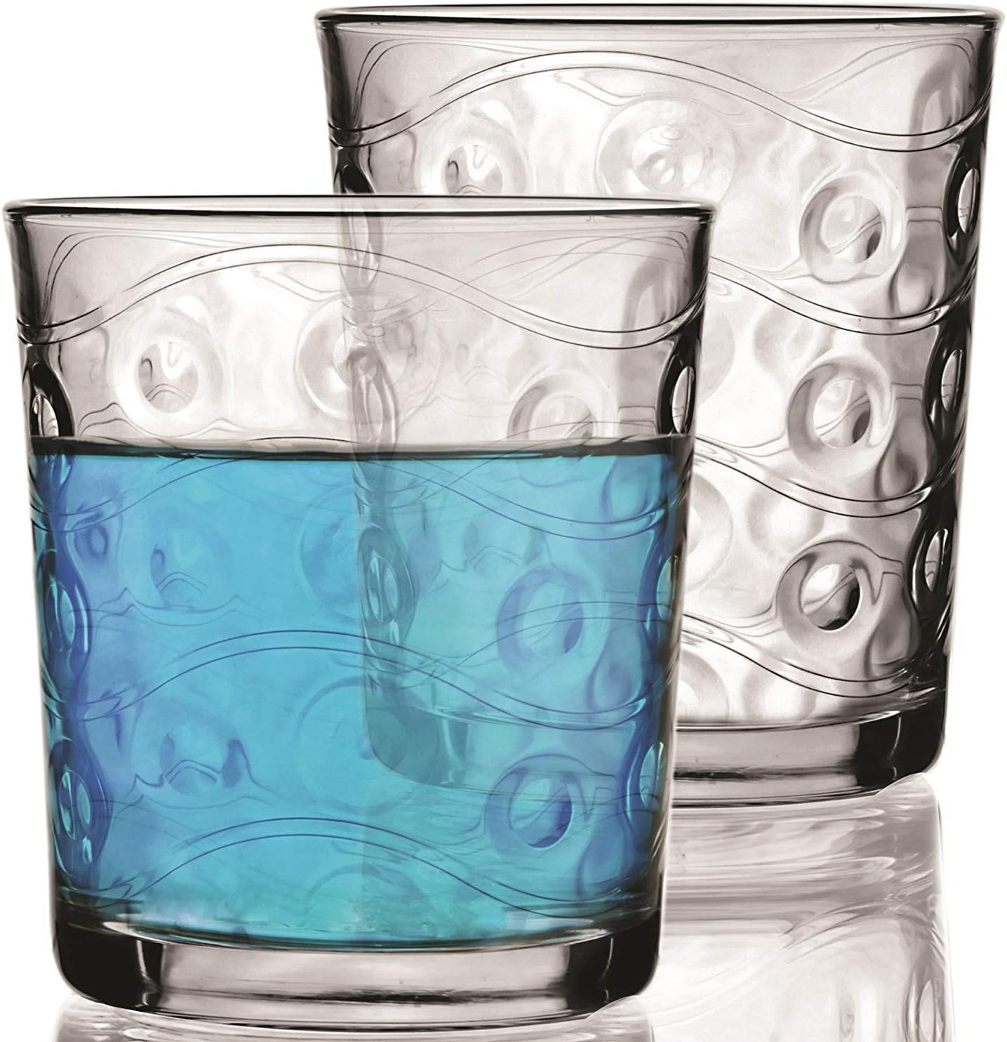 Circleware Heavy Base Whiskey Glasses, 4-Piece Set, Party Entertainment Dining Beverage Drinking Glassware Cups for Water, Liquor, Cocktails, Beer