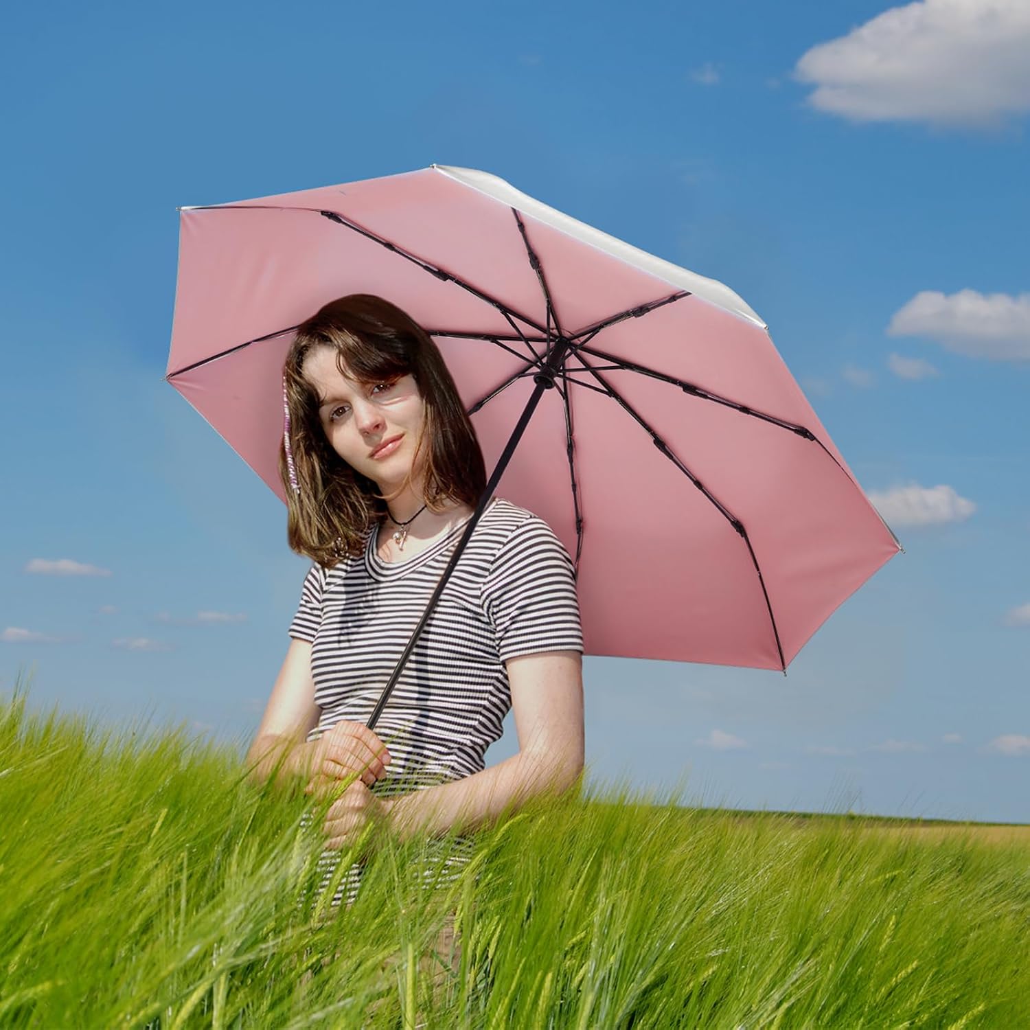 G4Free UPF 50+ UV Protection Travel Umbrella 42/46 Inch Auto Open Close