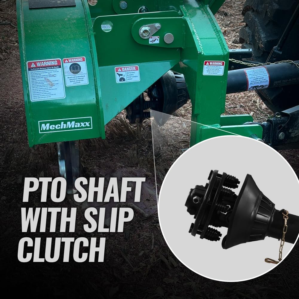 MechMaxx Heavy Duty 3-Point PTO Powered Stump Root Grinder For 15-45HP Tractors With 34 Carbide Teeth, 6'' Cutting Depth, 24'' Flywheel Diameter, Model SG24 Orange