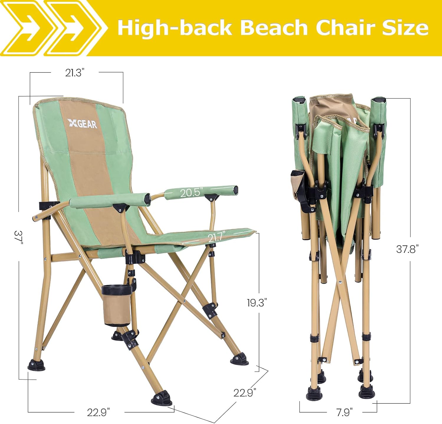 XGEAR Portable Camping Chair for Adutls Outdoor Camp Chairs,Blue