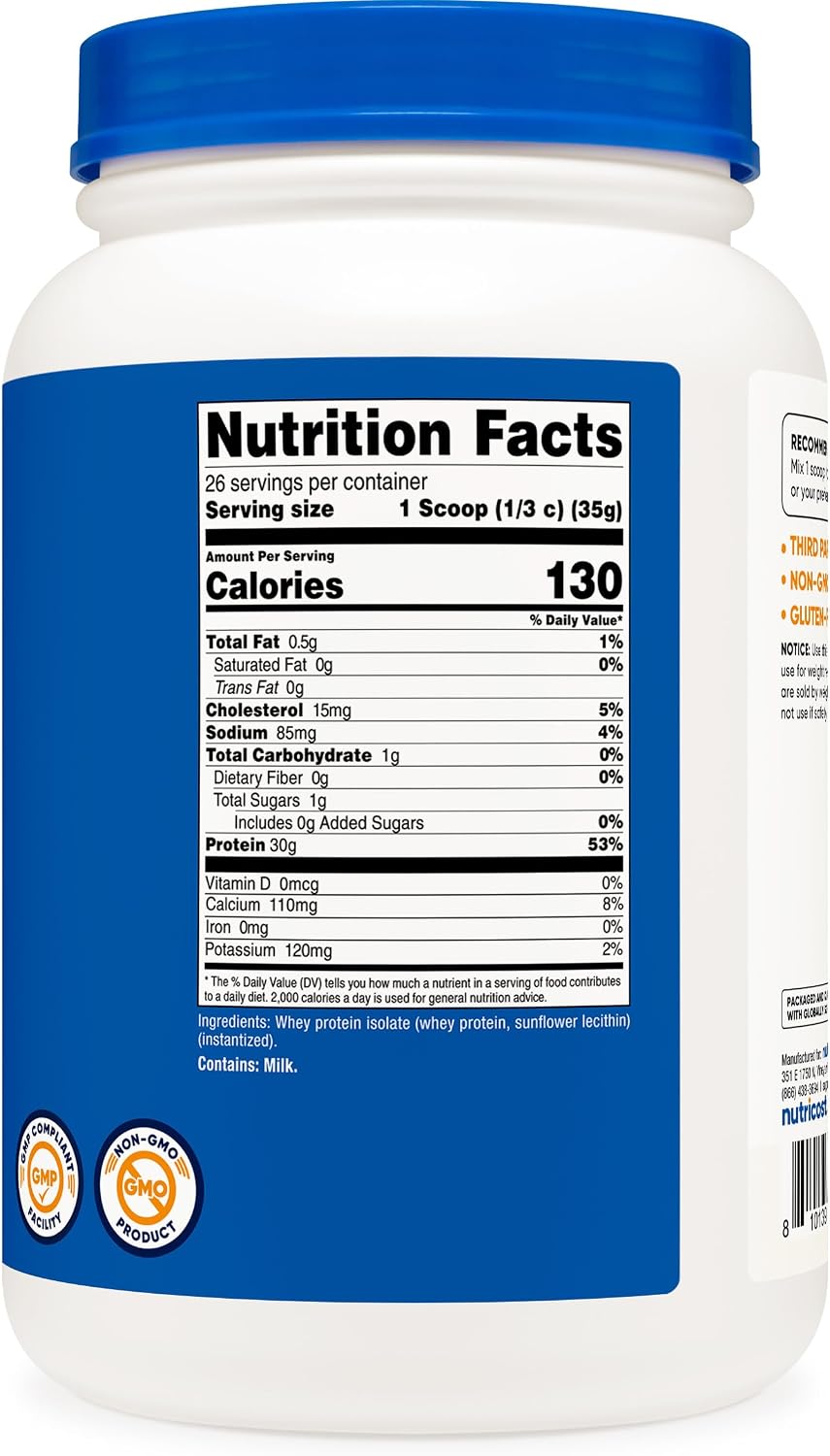 Nutricost Whey Protein Isolate Powder (Vanilla) 2LBS
